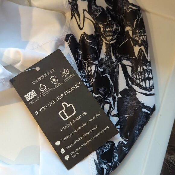 LAFROI Burst Maximum Performance Rash Guard Shirt M White Black Skulls - Picture 6 of 8